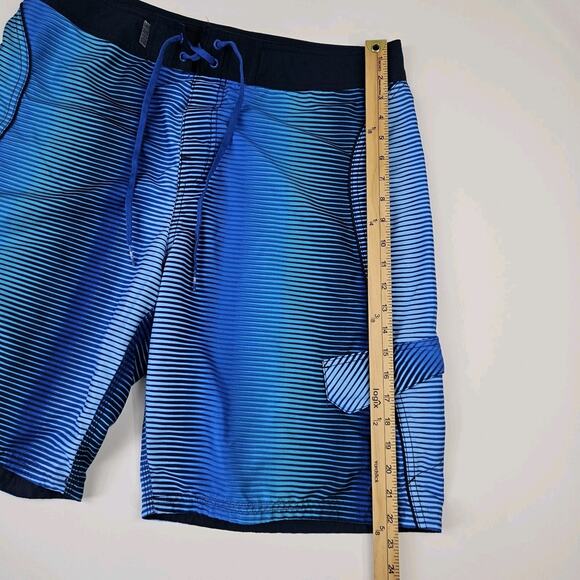 Nike Board Shorts Men's 36 Surf Swimming Trunks Stretch Blue Striped Unlined - Picture 5 of 9